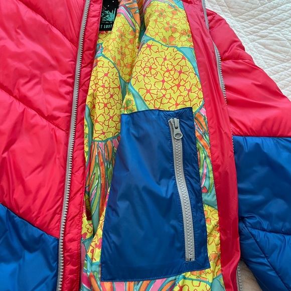 Chubbies Wanderers Club Puffer Jacket Coat Mens Size Small Red & Blue - Picture 3 of 6